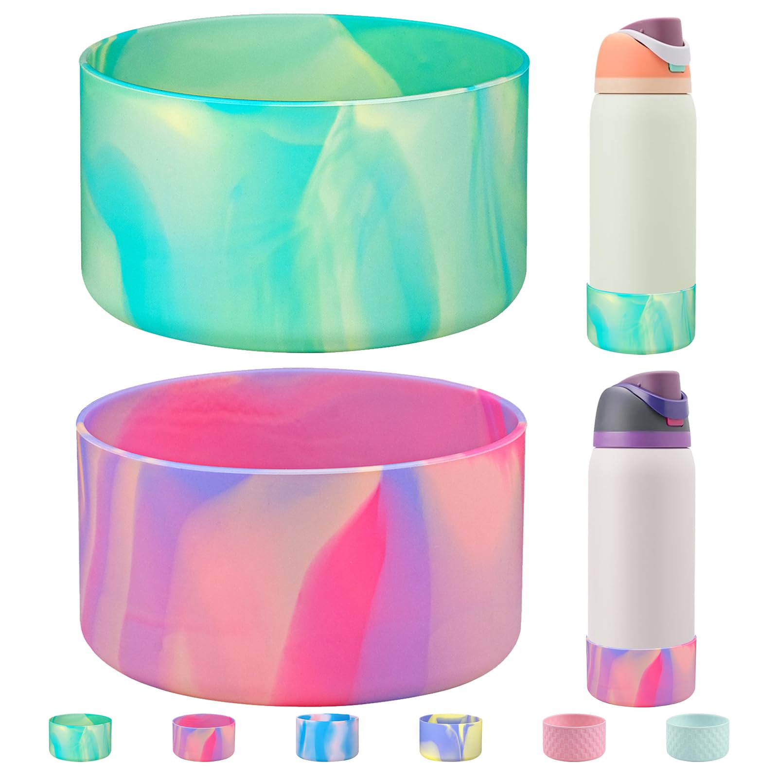 HEYSKAY 2PCS Silicone Boot for Owala Flask Water Bottle Anti-Slip Protective Sleeve for Owala Twist,FreeSip and Flip Stainless Steel Water Bottle