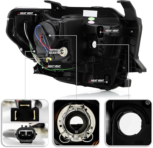 Miniatura 3 de ACANII - Para Toyota Tundra Packup 2014-2017 Tubo LED Carcasa Negra Proyector Faros Faros Faros Conjunto Conductor y Pasajero