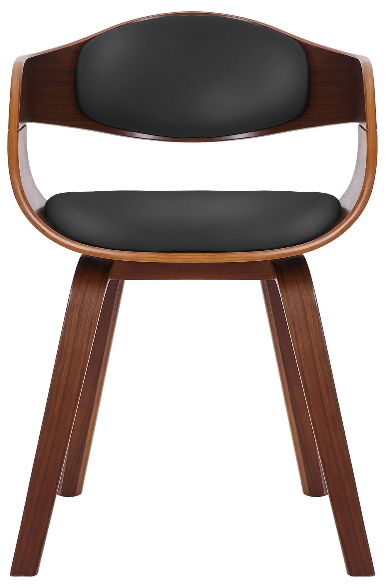 CLP Juego de 2 sillas Kingston ergonómicas, Respaldo Acolchado, Cuero sintético y Madera, hasta 150 kg Color:Nuez/Negro