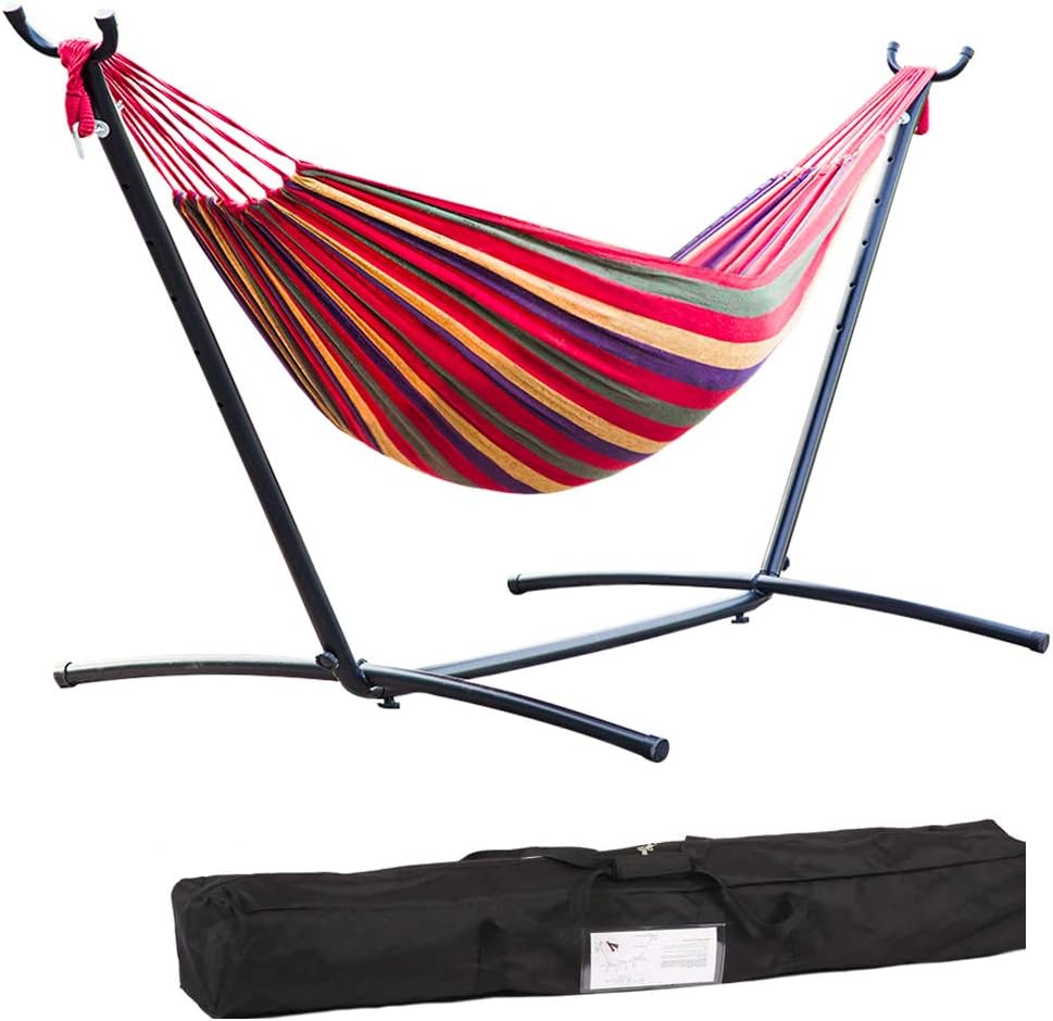 Hammock Stand Portable Heavy Duty Hammock Stand Steel 9ft Stand for Outdoor Patio or Indoor with Carrying Case, 2 Person, 330 Capacity (No Hammock)