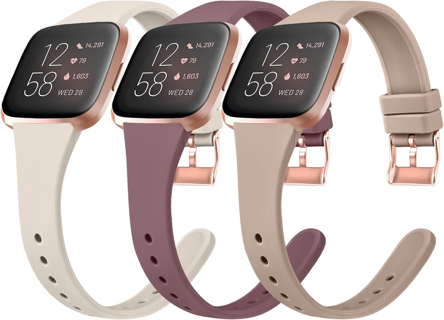 [3 Pack] Slim Bands for Fitbit Versa 2 Bands, Fitbit Versa Bands,Versa