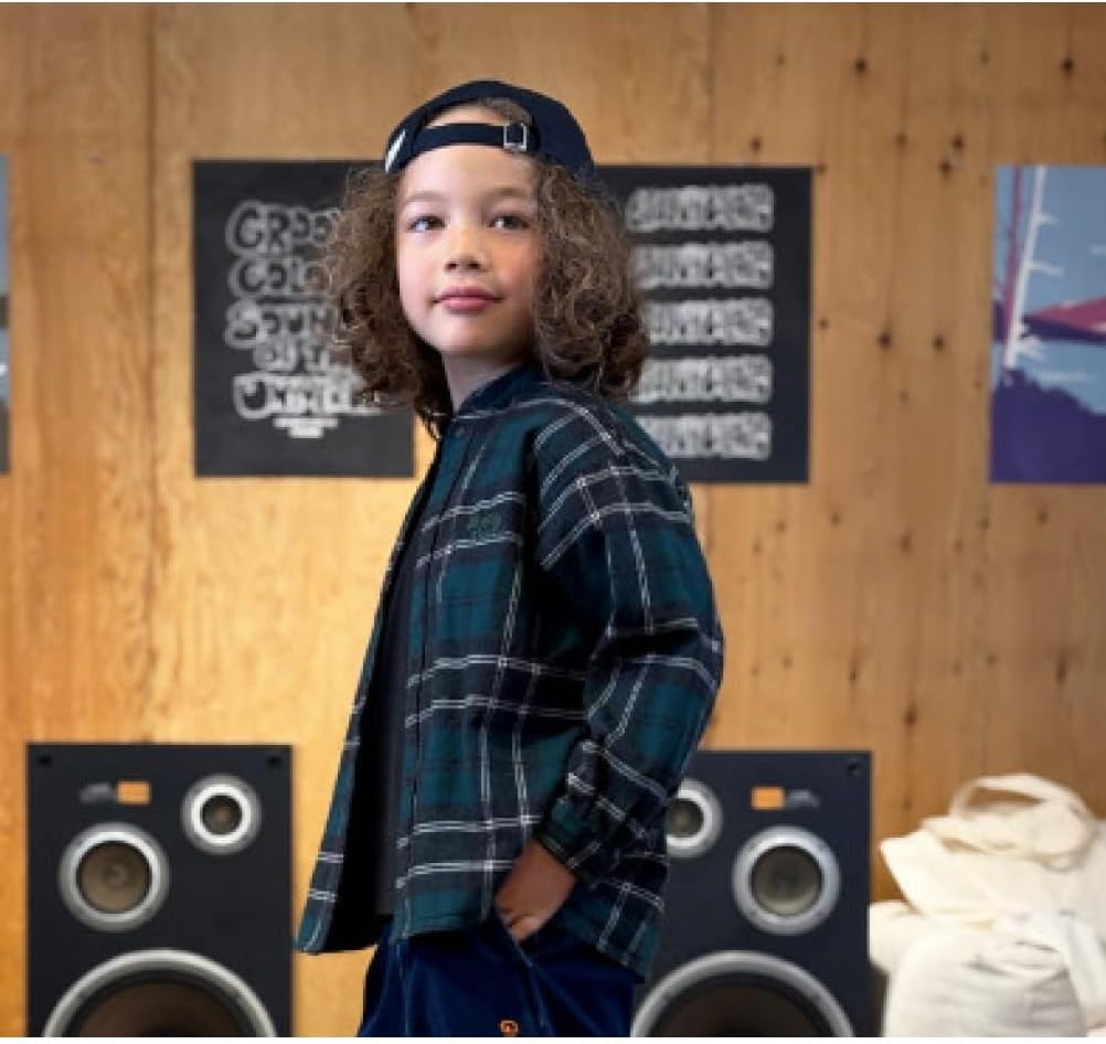 [GROOVY COLORS] グルーヴィーカラーズ キモウチェック バンドカラー GRAFFITI シャツ ボーイズ ユニセックス