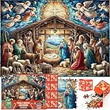Imdroi Advent Puzzle Calendar 2024 Nativity - Nativity Christmas Jigsaw Puzzle Advent Calendar 1000 Pieces for Kids and Adult, 24 Day Countdown Puzzle Advent Calendars Xmas Gift for Boys, Girls, Teens