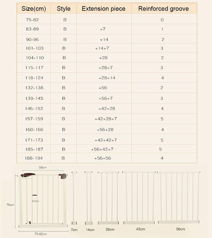 Pet per Imparare Cancelletto Di Sicurezza Punch Libero Stair Gates, Recinzione Di Sicurezza Pet Estensione Di Sicurezza Porta Staircase-Balaustro/153-156Cm