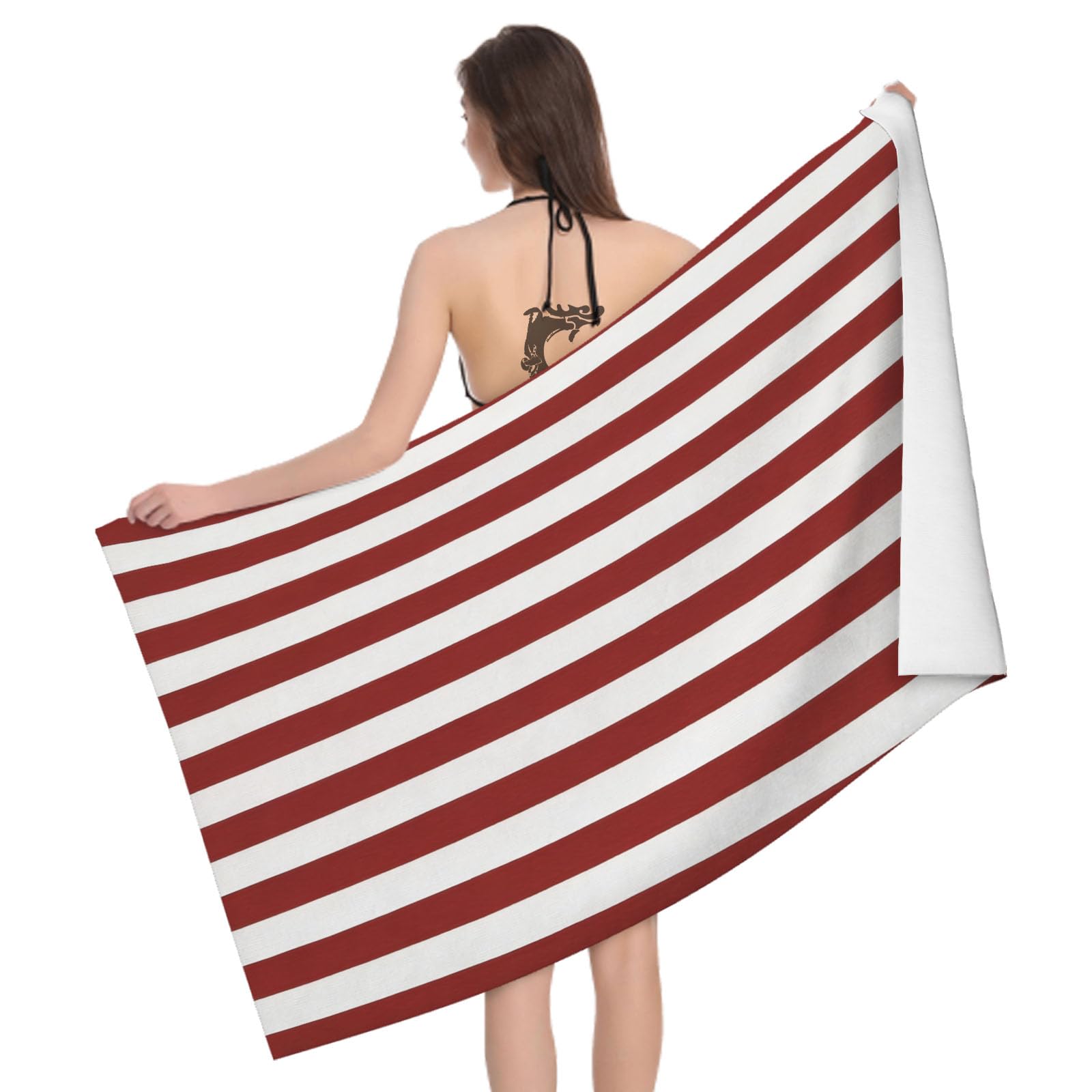 Leichong 3D Stripe Beach Towel Microfiber Soft Quick Dry for Adults, Geometric Art Bath Towel Lightweight Soft Absorbent for Travel Swimming Pool Sports, 75 x 150 cm