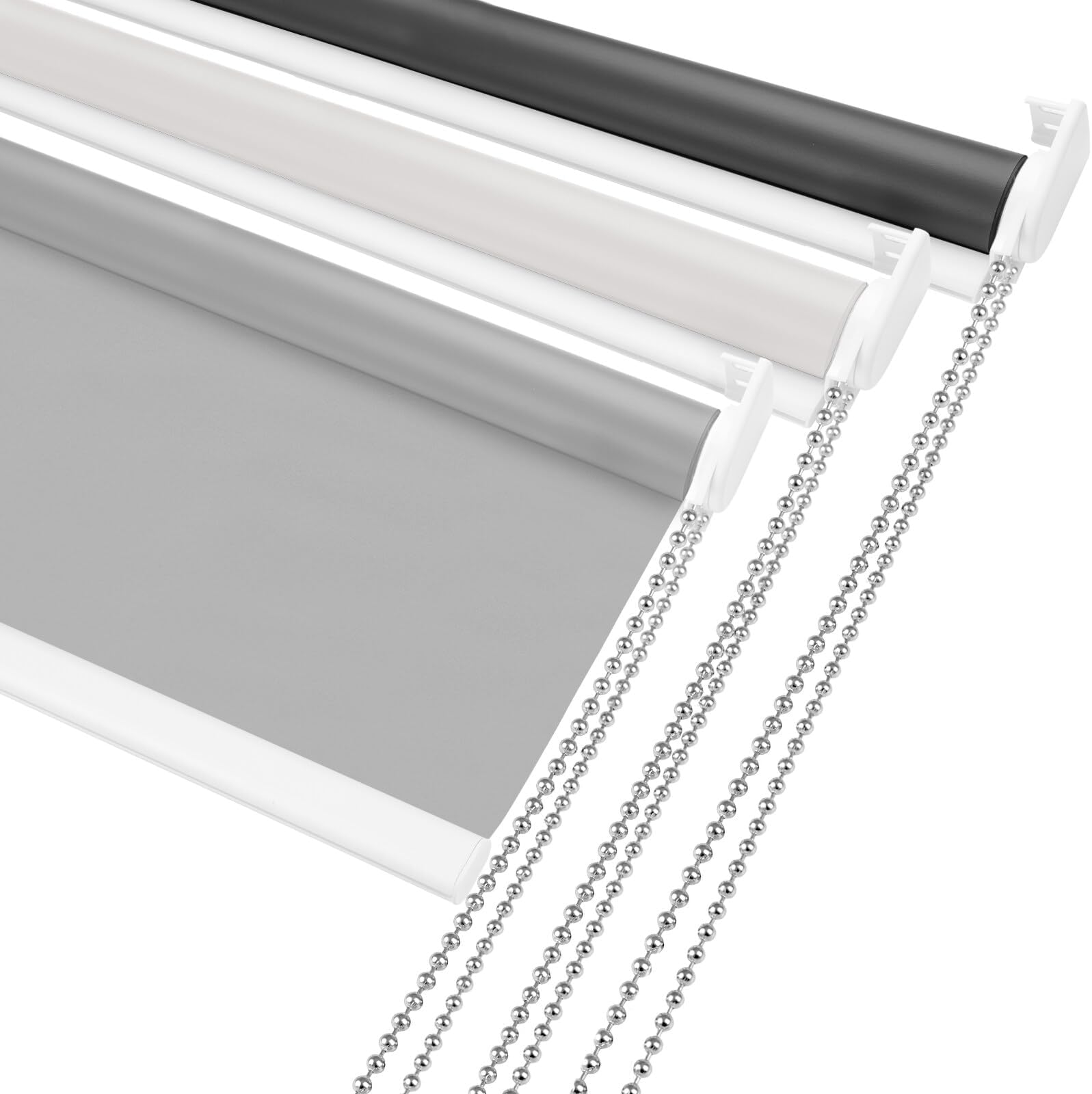 Grandekor 100% Blackout Roller Shades, Pull Down Shades for Window Thermal Insulated UV Protection Waterproof Blackout Fabric, Chain Corded roll up and Down Blinds,20x72,Grey