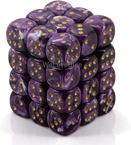 DND - Juego de dados Chessex D&D de 0.472 in, juego de dados poliédricos de plástico vórtice morado y dorado, dados de mazmorras y dragones, incluye