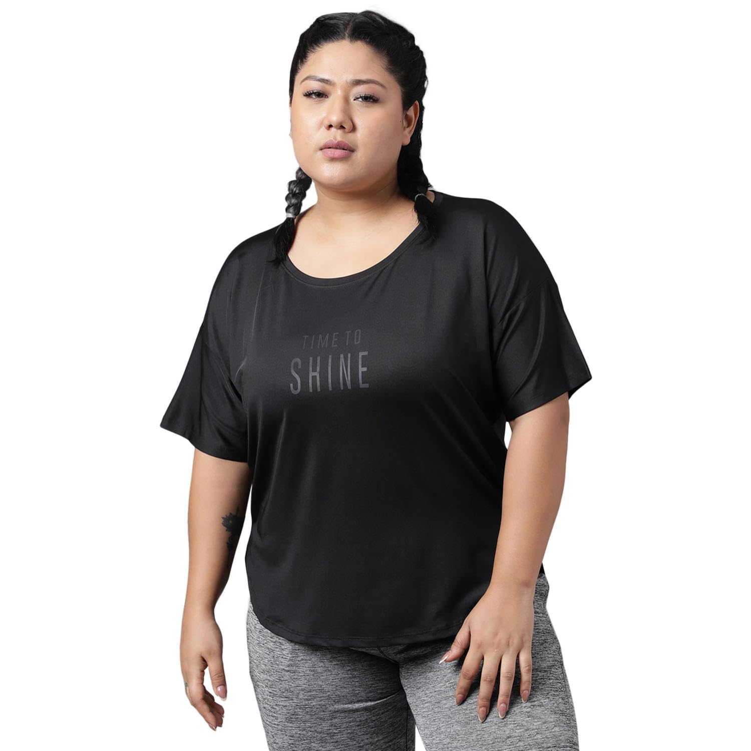 Women Breathable Active Gym Wear Tshirt | Dri Fit Poly Spandex Gym Top | Lightweight, Sportswear for Workout, Running & Yoga| Round Neck Stretchable Casual Workout Top/MKHWT-1228-image-44