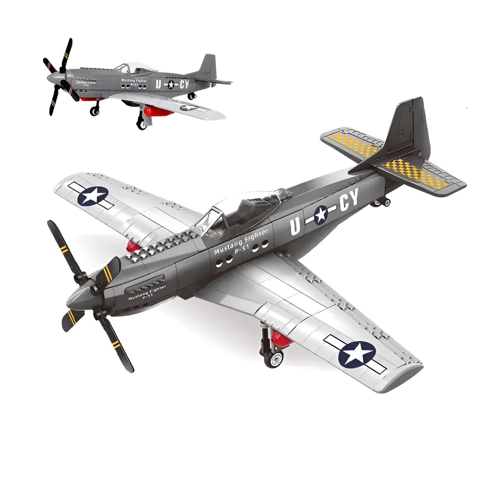 Fighter Jet Building Blocks Set, 267Pcs SP-51 Mustang Fighter Jet Model Toy, Creative Air Force Series Clamping Blocks Kit, Home Decor Gifts for Teens and Adult Military Enthusiasts
