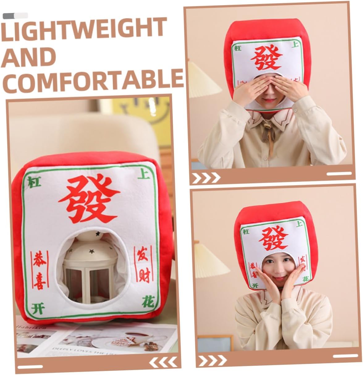 Veemoon Dorable Mahjong Headwear Soft Plush Party Hat for Festivals and Events