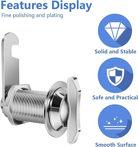 Miniatura 9 de Cerradura de leva desplazada accionada por pulgar, cilindro de 58 pulgadas que se adapta a un grosor máximo de puerta de 38 pulgadas, cerradura de