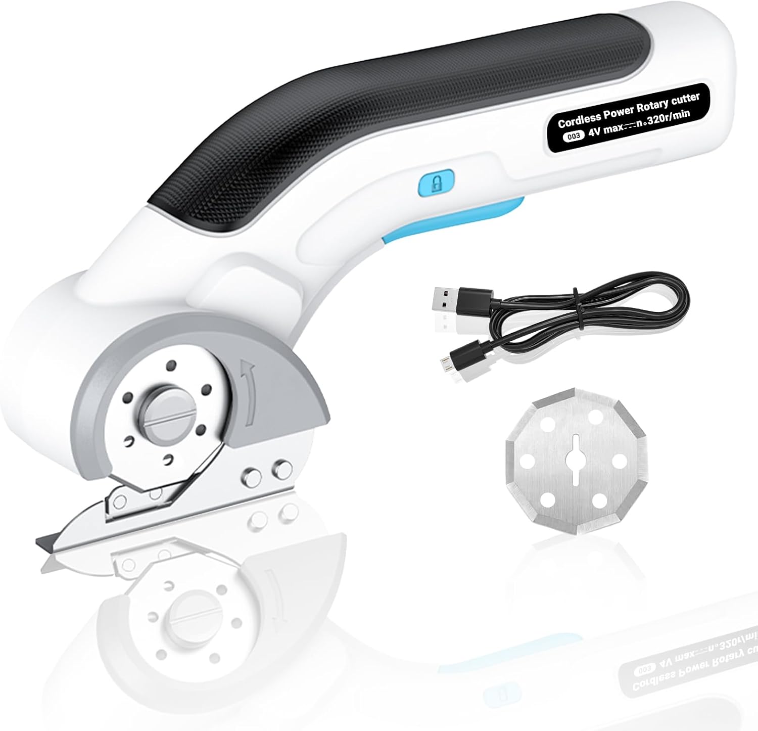Cordless Electric Scissors, Fabric Cutter Cardboard Cutter with Safety Lock, 4V Rechargeable Electric Scissors for Fabric, Cardboard,Fabric, Plastic