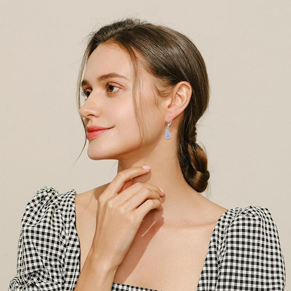 Infinity Earrings 925 Sterling Silver Butterfly Dangle & Drop Earrings Birthstone Leverback Earrings for Women Birthday Valentine's Day Christmas Jewelry - Image 4