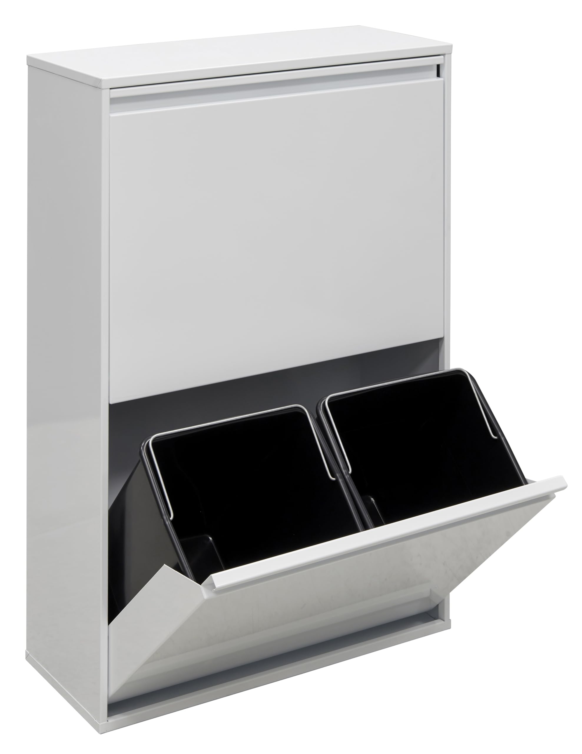 ARREGUI Basic CR601-B Pattumiera Differenziata 4 Scomparti | 4x17 L (68 L) | Contenitore in Acciaio da Interno | Mobile per Raccolta Differenziata | Cestino per Spazzatura da Cucina e Ufficio | Bianco