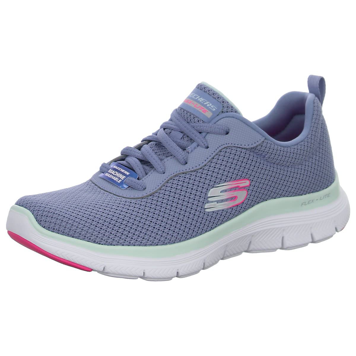 Skechers Women's Flex Appeal 4.0 Brilliant View Sneaker, Slate Mesh Trim, 6.5 UK