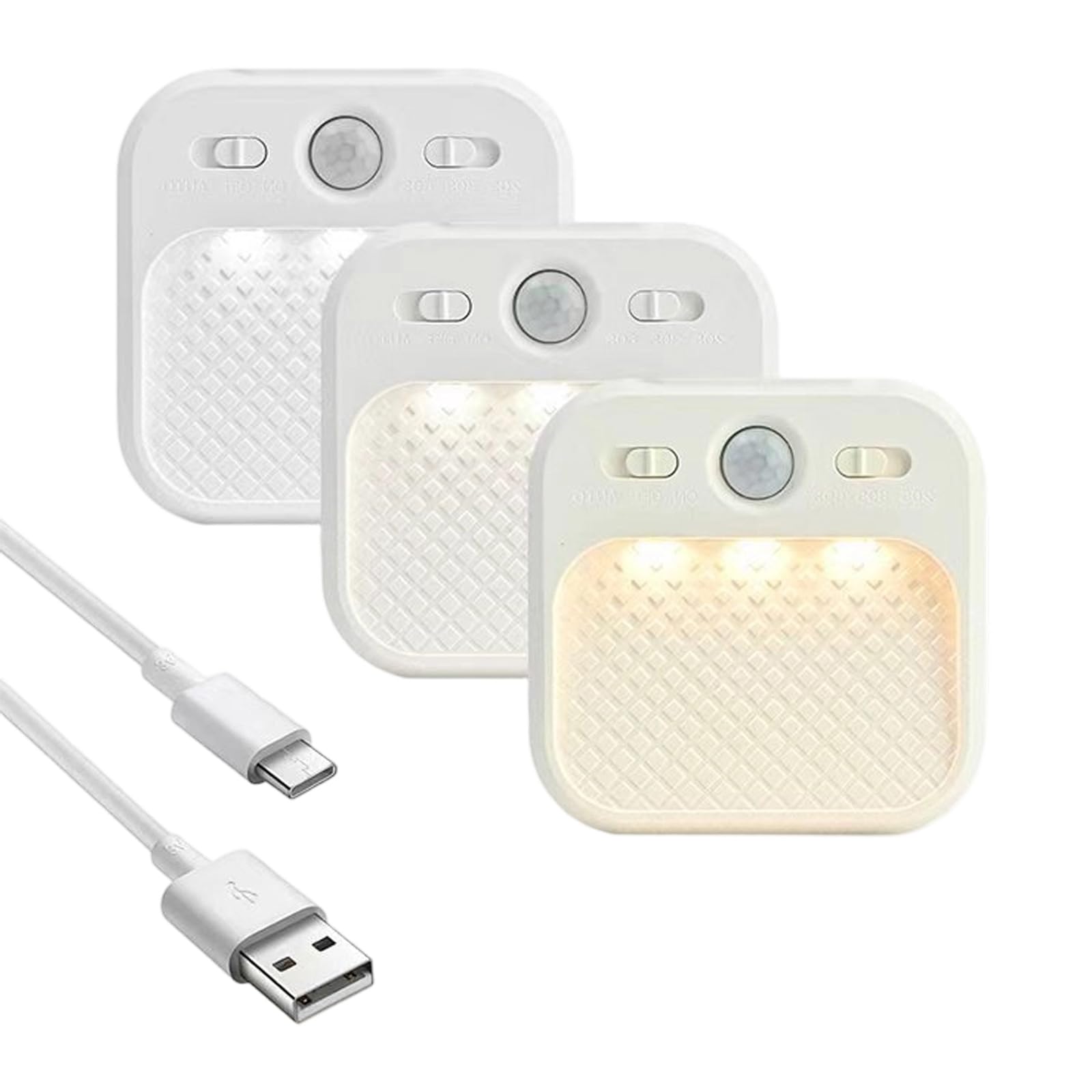 Drtlpmb 3Pcs Indoor Guide Light Motion Night Lamp Rechargeable Pir Glow For Closet Cabinet Hallway Stair Bedroom Entryway Pir Lamp Closet Guide Light Cordless Hallway Stair Bedside Cabinet Dark