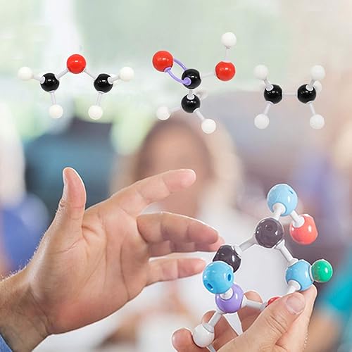 Vista 9 de RELIANCER Kit de modelo molecular, 444 piezas de química molecular orgánica con C60, átomos, enlaces, kit de construcción de estructuras moleculares