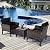 COSTWAY 3PCS Patio Furniture Set, Outdoor Wicker Cushioned Sofa Set with Coffee Table, All Weather Rattan Conversation Set for Garden Balcony Backyard Poolside Lawn, Black