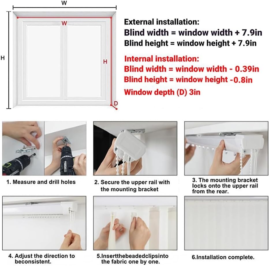 White Vertical Blinds for Sliding Glass Doors 24" 30" 35" 43" 51" 59", Cordless Window Blinds for Patio Doors and Large Windows, Light Filtering Fabric Panels, Modern Room Divider(68" W x 92" H)