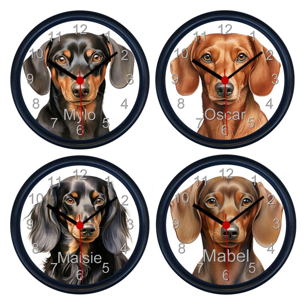 Key Expressions Multicolour Personalised Dachshund (Sausage Dog) Wall Clock - Four Designs Available