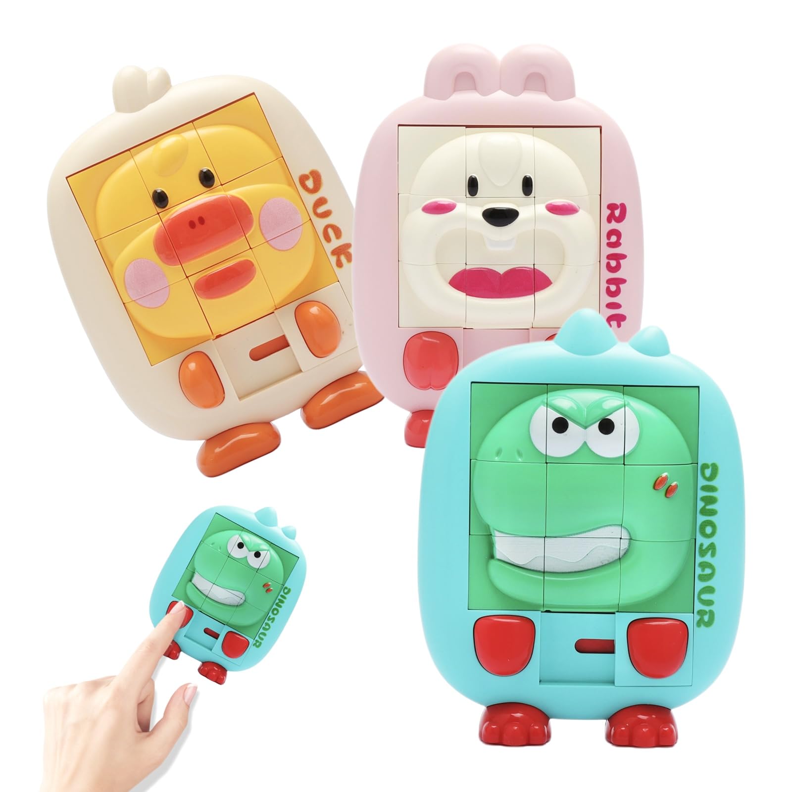 VOSSOT 3er-Pack 3D Slide Puzzle, Super Slide Puzzle, Schiebepuzzle Mini Partyspaß Schiebepuzzles Tragbares Logikspielzeug Reise Spielzeug Flugzeug Autofahrt Beschäftigung