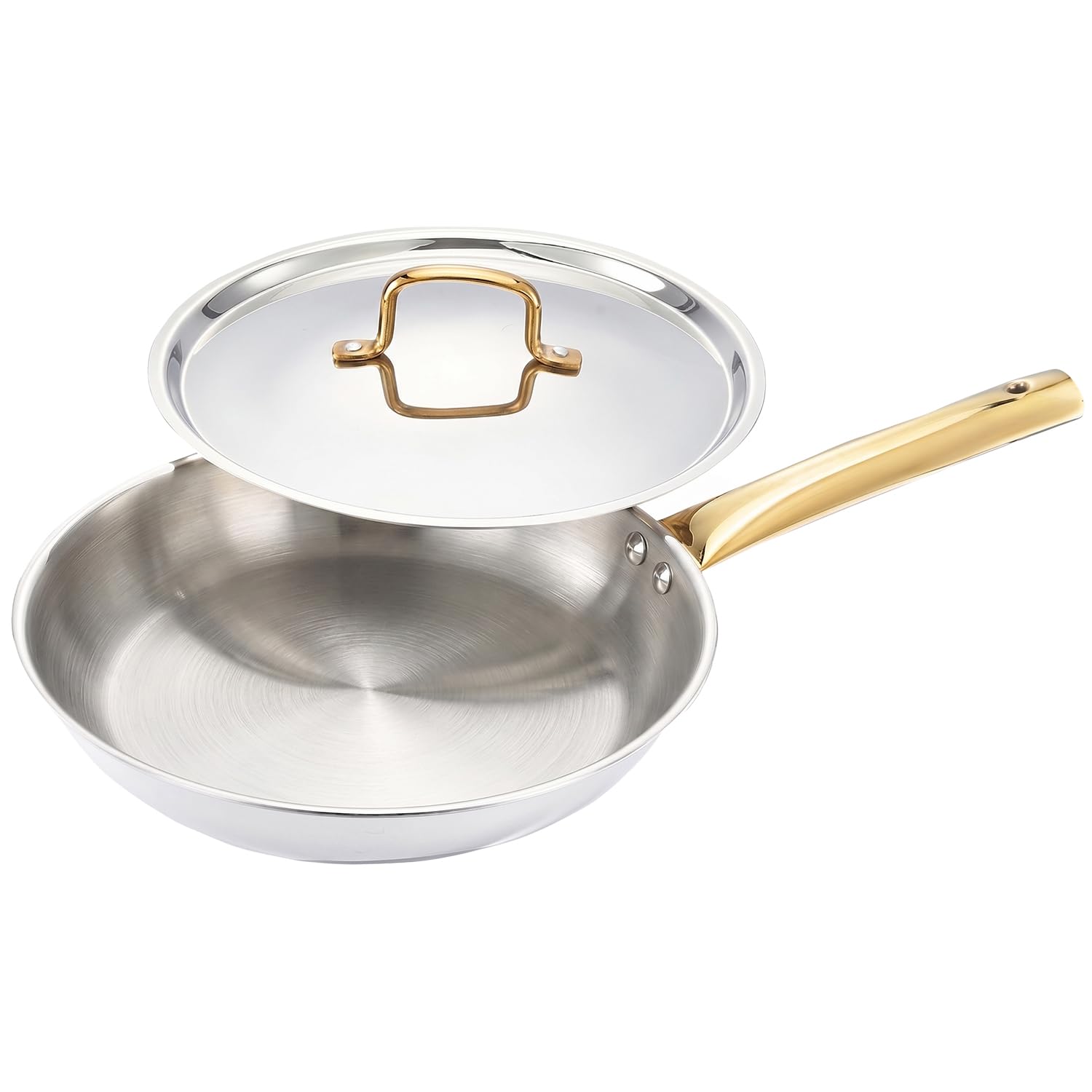 Amazon Brand - Solimo Premium Triply Stainless Steel Frypan with Lid 24cm (1.7L) | Even Heating | Gas & Induction Compatible | SS 304 Food-Grade | Dishwasher Safe |Elegant Golden Handles |BIS Certified-image-46