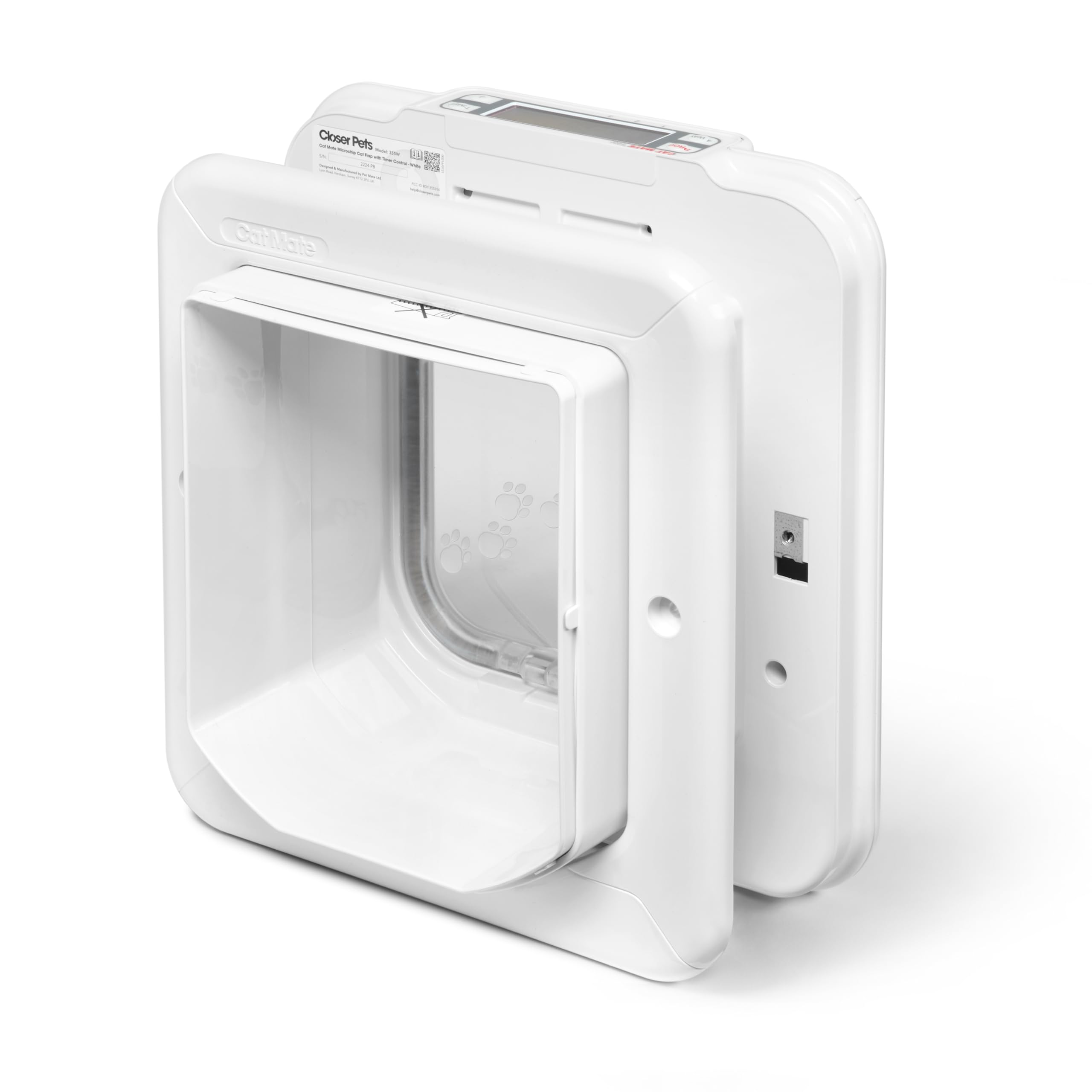 Cat Mate Puerta para Gatos con Microchip con Temporizador Digital y Pantalla LCD, Fácil Instalación en Puertas de UPVC, Vidrio y Puertas de Madera