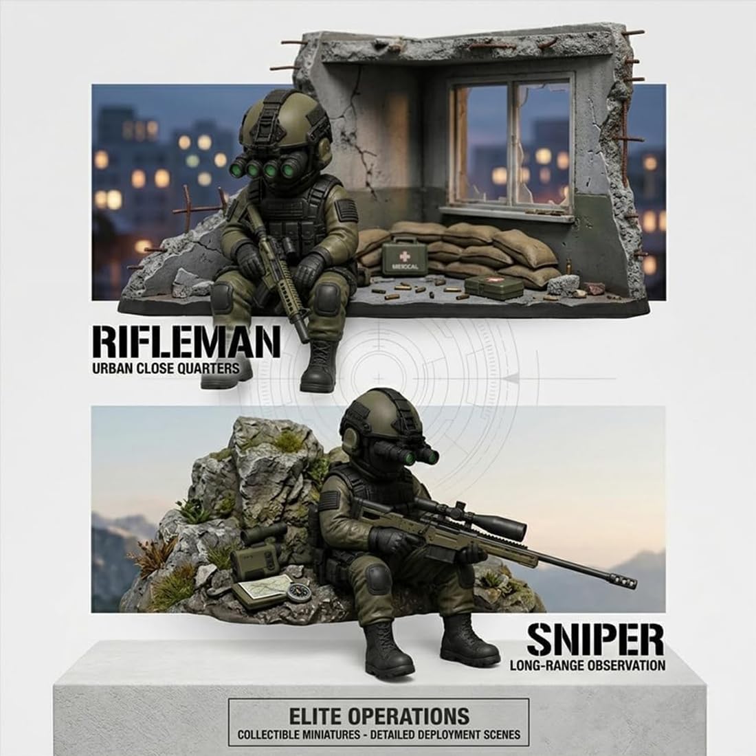 Mini figura táctica de soldado, modelo de francotirador de 8 cm para escritorio o estantería, regalo militar único para hombres y fanáticos del ejército, decoración coleccionable