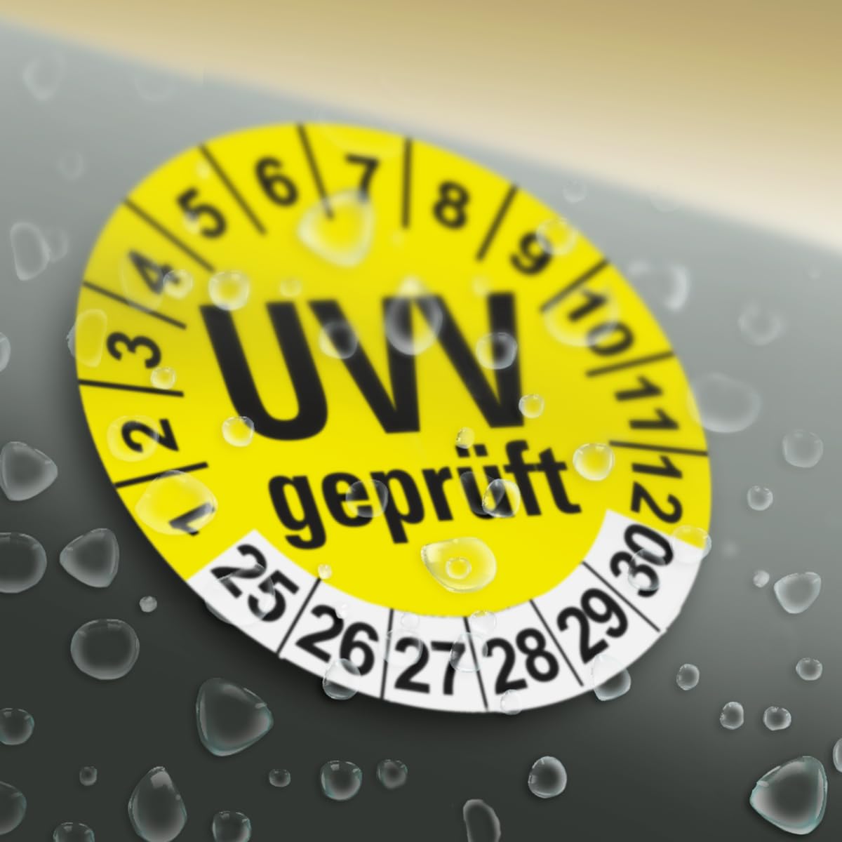 Hochwertige Prüfetiketten UVV PRÜFUNG Ø 40mm - Selbstklebende PVC-Folie - Wartungsetiketten für Prüfung - Prüfplakette für Prüfungsnachweis (30 Stück)