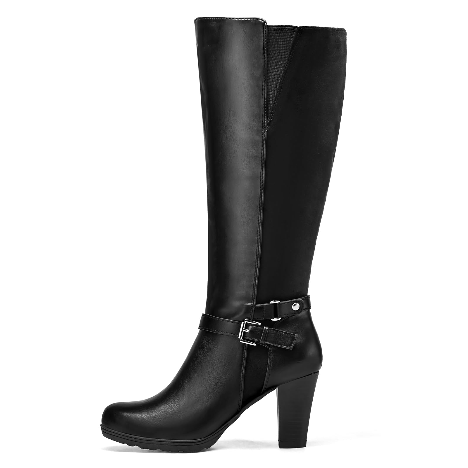 mysoft Women's Knee High Boots Chunky Heel Boots with Zipper