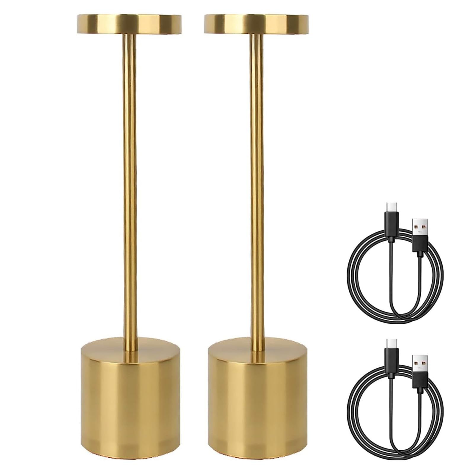 KINGCOO Bezprzewodowa metalowa lampa stołowa, przenośna dotykowa lampa biurkowa LED, ładowana przez USB, 3 kolory, bezstopniowe ściemnianie, lampka nocna, do restauracji, barów, ogrodu, sypialni,