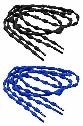Laufstoff XLOC - Cordones elásticos para zapatos (2 pares) (talla universal), color negro y azul Cover