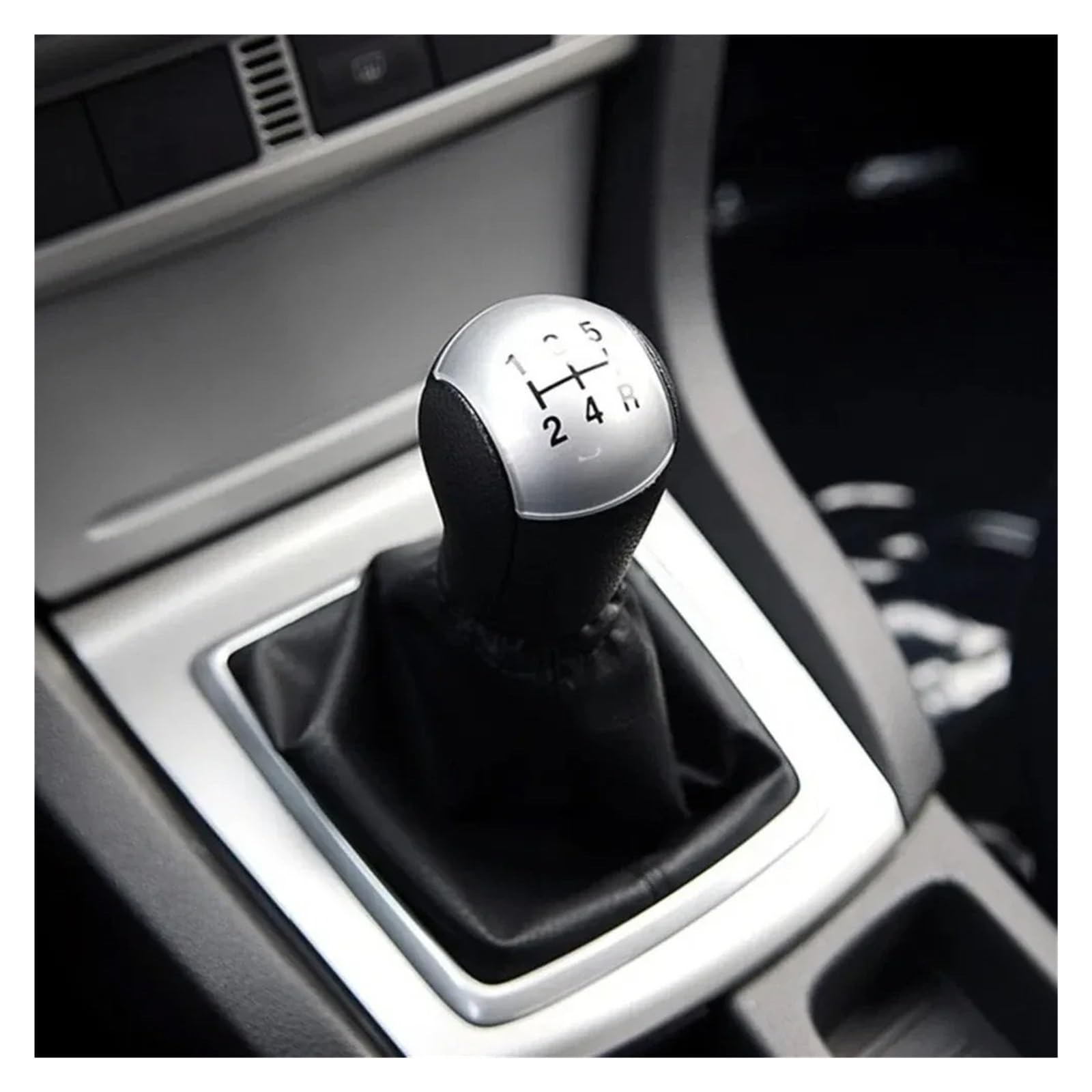 Zamiennik dla Focus dla C-Max do Mustanga do Mondeo MK2 dla SFN151 5 biegów, 6-biegowa ręczna gałka zmiany biegów, gałka zmiany biegów, dźwignia zmiany biegów (6 biegów, srebrna) (5 Sp