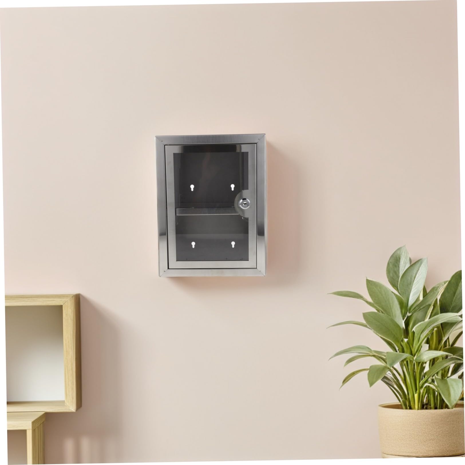 GALPADA Scatola di Sicurezza a Muro in Metallo con Serratura, Piccolo Contenitore Portaoggetti Doppio Livello 28x21x11 Cm, Armadietto Organizzatore per Medicinali e Oggetti Personali