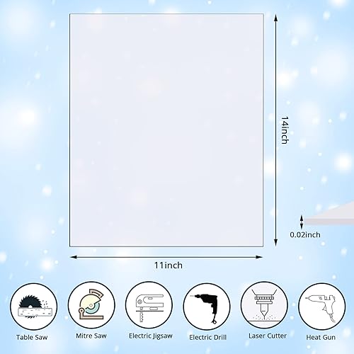 Miniatura 2 de Zonon 5 piezas de hojas de policarbonato transparentes de 14 x 11 x 0.02 pulgadas, láminas delgadas de plástico resistente, panel de plástico