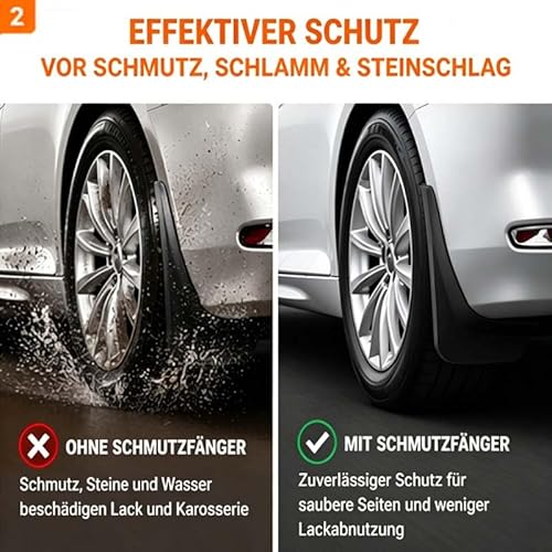 Mautopily 4X Universal Auto Schmutzfänger Spritzschutz Vorne und Hinten – Robuster & Flexibler Kunststoff Schutz vor Schmutz, Schlamm & Steinschlag – Für Auto, SUV, Pickup & LKW