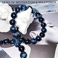 Vista 46 de 12MM Tiger Eye Bracelet Men Natural Golden Yellow Cats Eye Handmade Stretch Jewelry for about 8 inch Wrist Size Bring Luck Fortune Courage