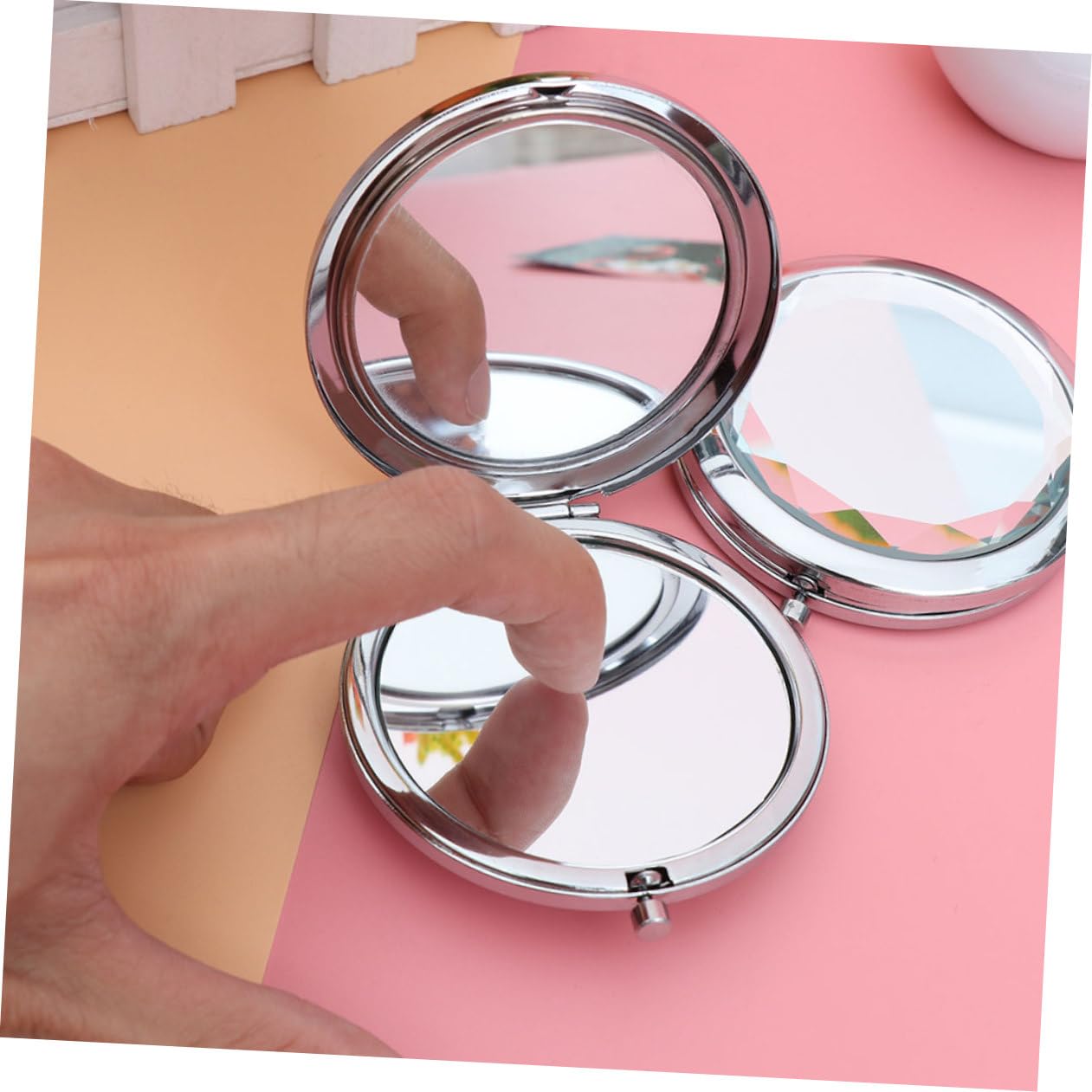 10 Pezzi Cosmetico Tascabile Doppio Compatto e Portatile Specchietto Viaggio e Resistente per Borsa e
