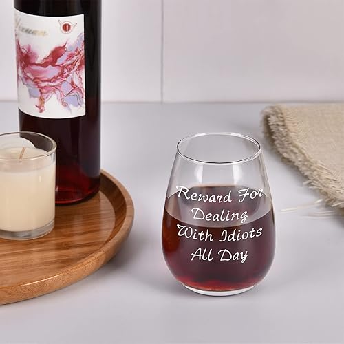 Miniatura 3 de Futtumy Copa de vino sin tallo, de 15 onzas, divertida copa de vino para hombres, mujeres, amigas, compañeros de trabajo, regalo de Navidad, regalo