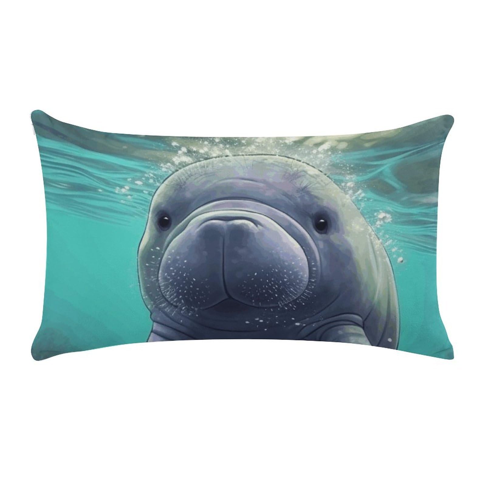 Cute Sea Animal Manatee Pillow Cases for Sofa, Super Soft Plush Pillow Cover with Zipper, Luxury Cozy Pillow Shams for All Seasons, Lightweight Pillowcases for Bedroom, 12" X 20"