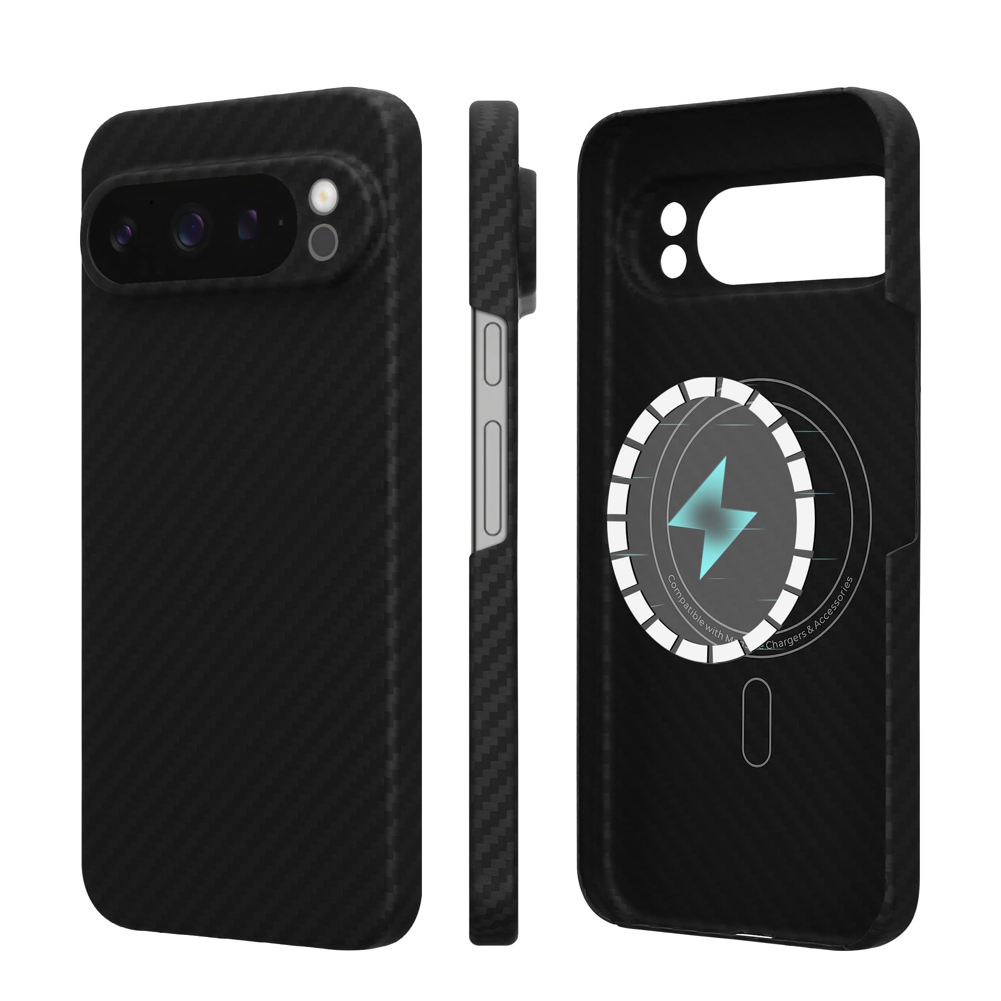 Custodia In Fibra Di Carbonio Per Google Pixel 9 Pro XL – Antigraffio E Antiscivolo – Nero