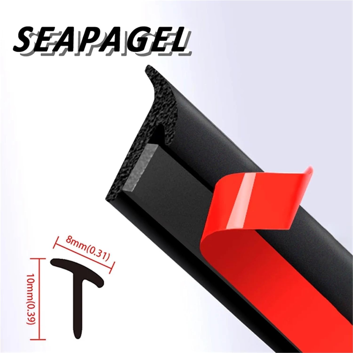 Universal Auto Sealing Strip Inclined T-Shaped Rubber Weatherproof Edge Trim Car Door Trunk Lid Gap Seal Sound Insulation Strip(2m)