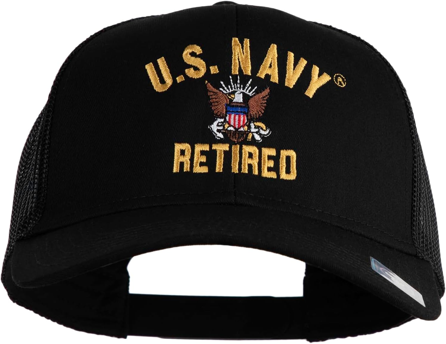 e4Hats.com US Navy Retired Military Embroidered Solid Cotton Twill Mesh Prostyle Cap