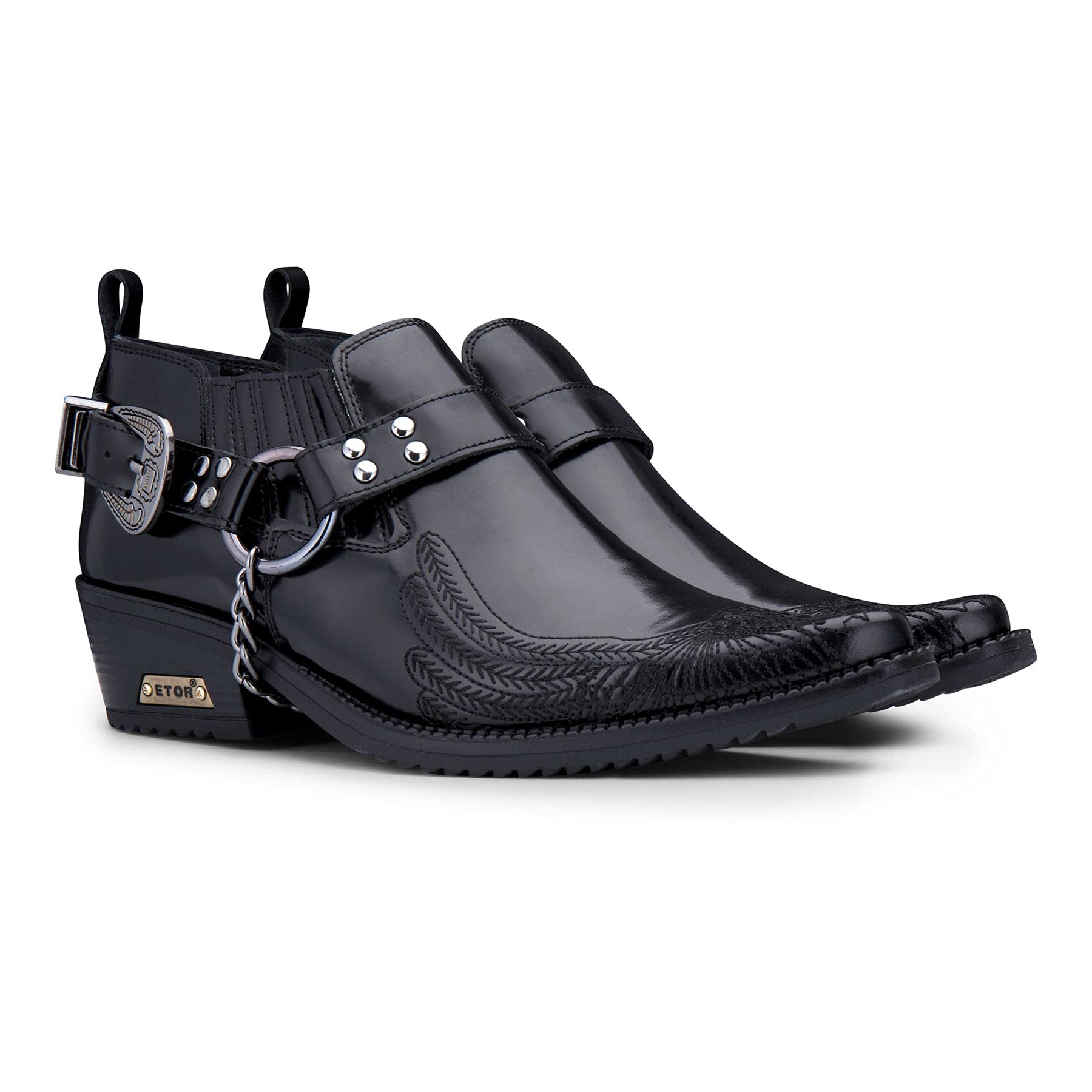 TruClothing.com Herrenschuhe 100% Echtleder Western Design US Adler Glänzend Metallische Kette