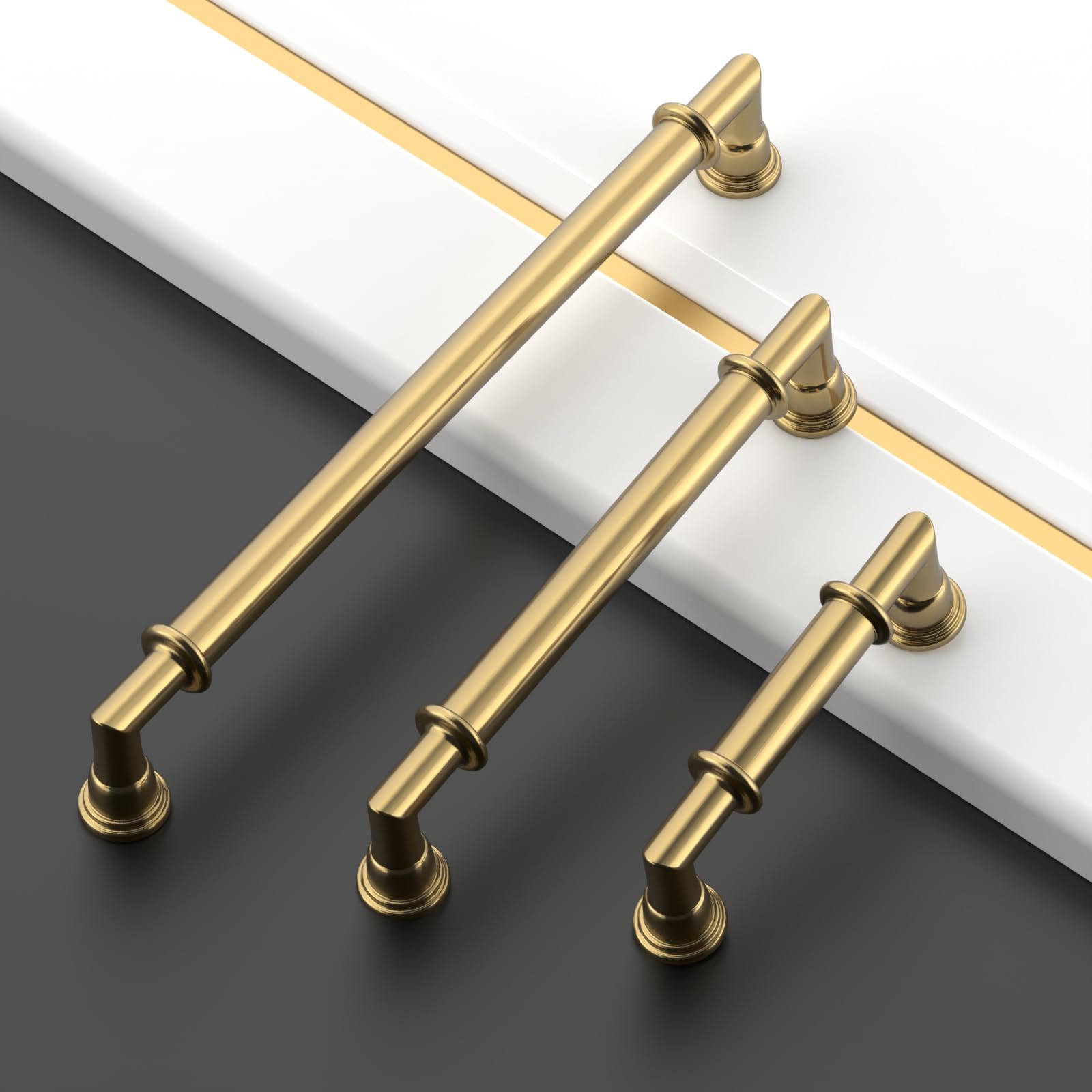 Asidrama Paquete de 10 manijas de gabinete de cocina de bronce champán de 5 pulgadas (128 mm), tiradores de gabinete, accesorios de gabinete de cocina para tiradores de cajones de armario