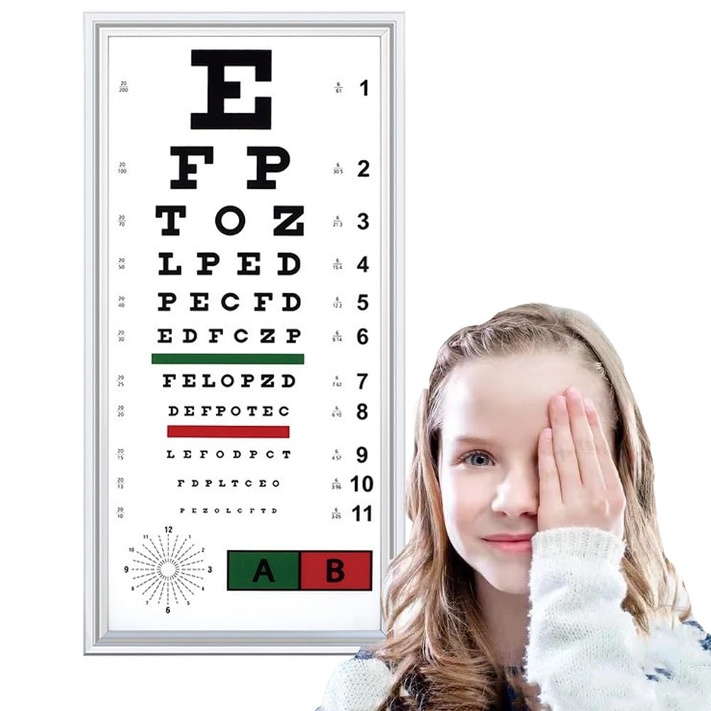 Eye Chart For Eye Exams, LED-Augentafel-Leuchtenkasten, Sehtesttafel Mit Rot/Grünen Sichtmarken, Anti-Blenden & Fadingfest, Sehtest Für Kinder Zu Hause, In Schulen & Kliniken