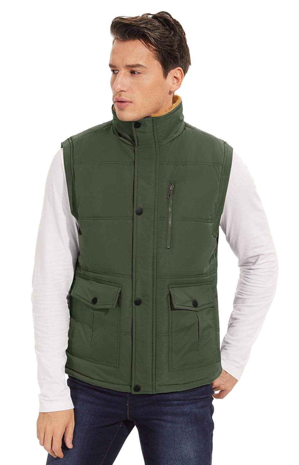 Ciepła Kamizelka Outdoorowa Męska Gruba Kamizelka Puchowa, Ciepła Kurtka Bez Rękawów I Aksamitna Bodywarmer