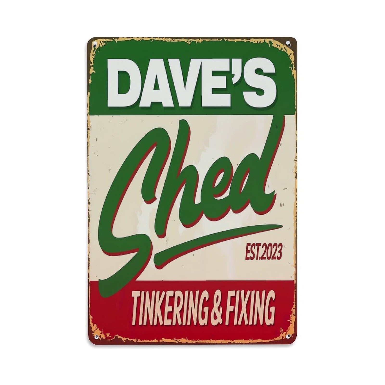 Jdfenggu Vintage Dave S Shed Tinkering Fixing Sign Retro Metal Tin Sign, Metal Poster For Bar, Home, Man Cave, Kitchen, Laundry Room Art Decor 8X12 Inch
