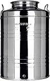 Megashopitalia Oil Barrel Container in 18/10 Stainless Steel Prepared for 1/2" Tap 50 Litres - 1