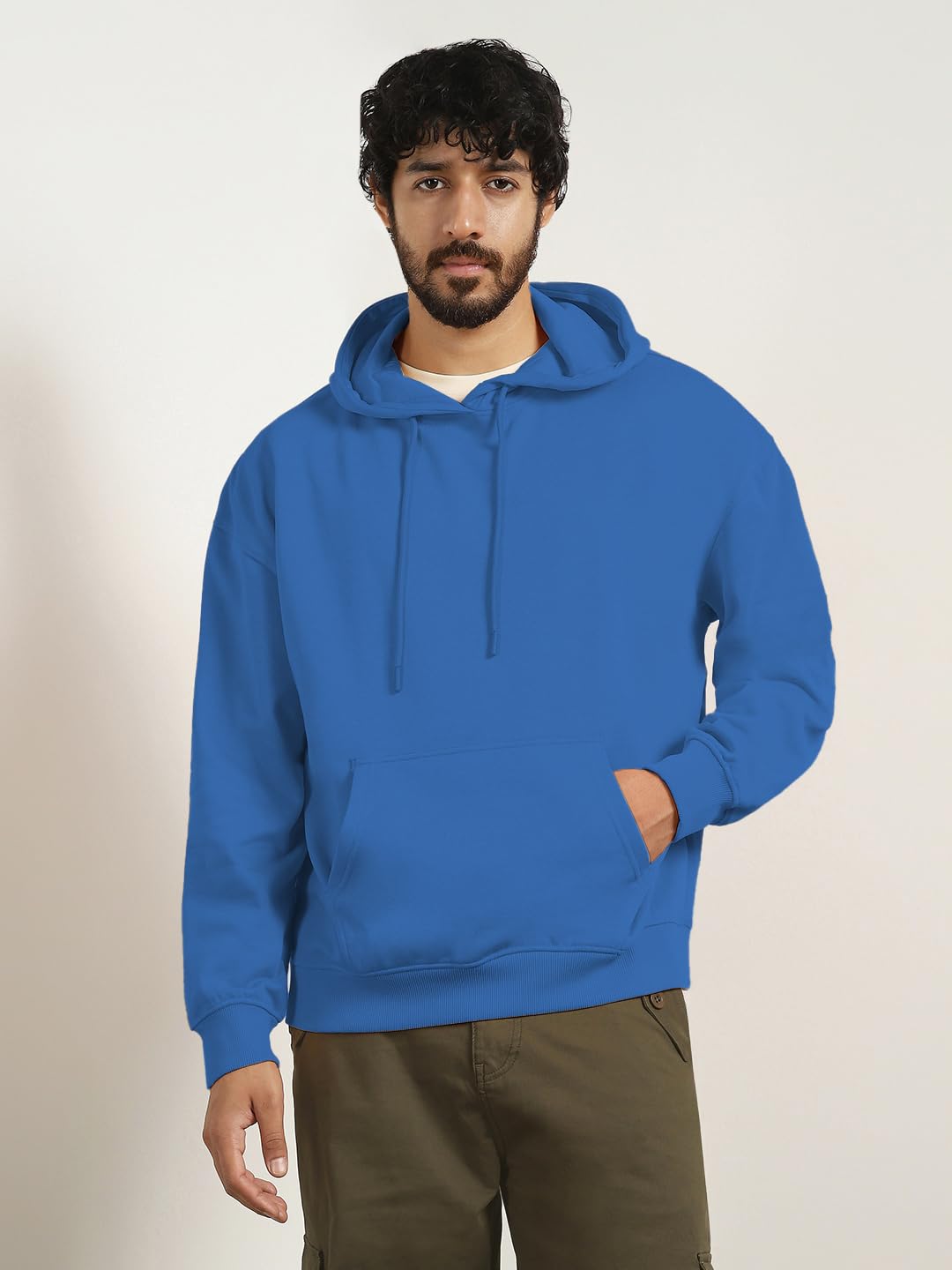 NOBERO Sudaderas de gran tamaño con capucha de forro polar de algodón de manga larga para hombre